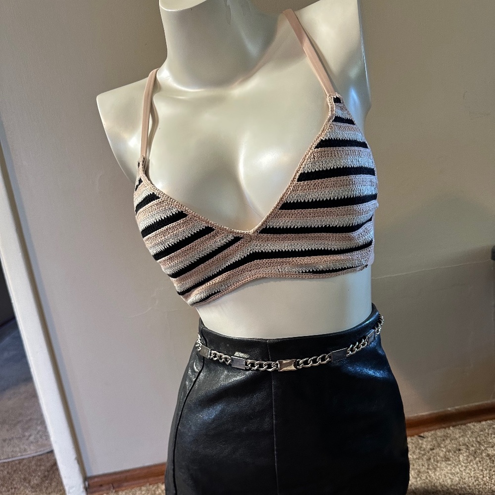 Boho Crochet stripe top